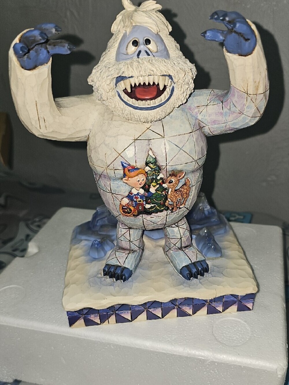 Jim Shore White and Blue Yeti with Holiday Scene Figurine( 9 In Tall) - Picture 8 of 8
